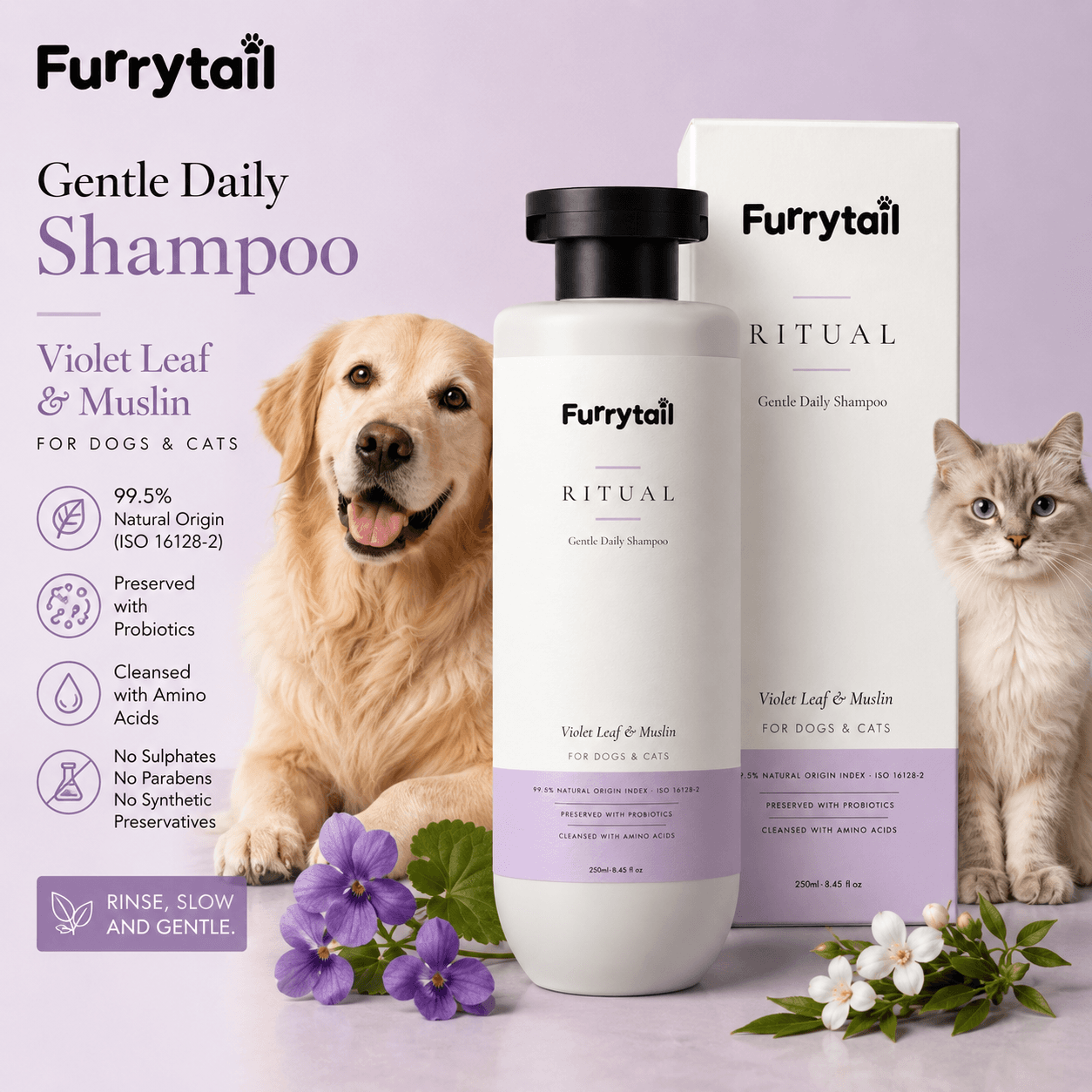 Gentle Daily Shampoo – Violet Leaf & Muslin by Furrytail – photo 2 of 5